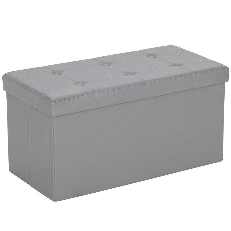 Foldable Storage Ottoman Bench With 89L Capacity Ideal For Bedroom Or Hallway Grey