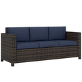 3 Seater Rattan Garden Sofa with Cushions for Comfortable Outdoor Relaxing, Black Outsunny
