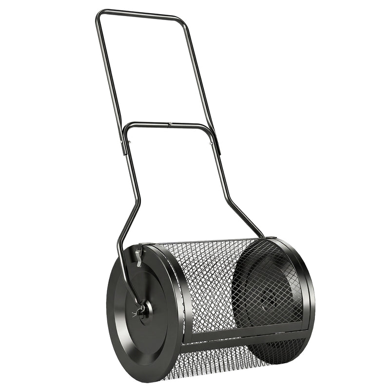 Compost Spreader with Adjustable Handle for Easy Lawn and Garden Care Black AOSOM