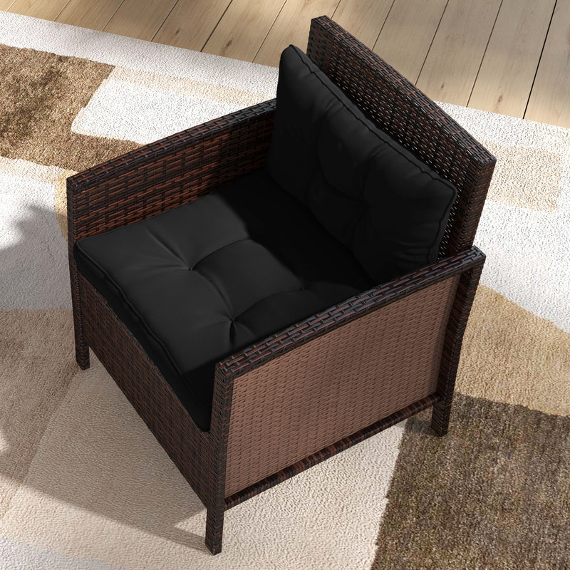 2 Piece Garden Chair Cushions Set with Back Support for Indoor or Outdoor Use Black AOSOM