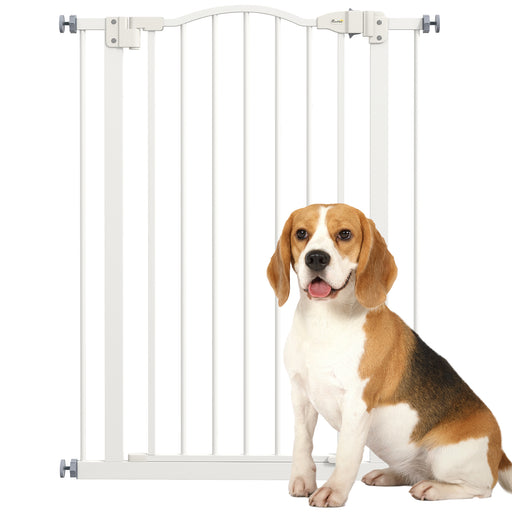 Extra Tall Pressure Fit Safety Dog Gate Auto Close for Stairs and Doorways White