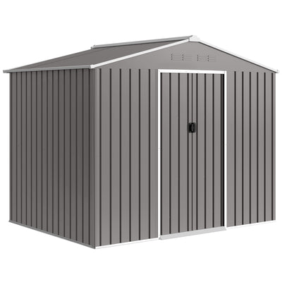 Metal Garden Shed with Sliding Doors for Secure Weatherproof Storage Light Grey Outsunny