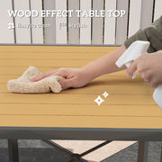 90cm Square Garden Dining Table with Umbrella Hole and Wood Effect Top by Outsunny