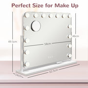Tabletop Makeup Mirror with 14 LED Bulbs and Adjustable Brightness Settings, White