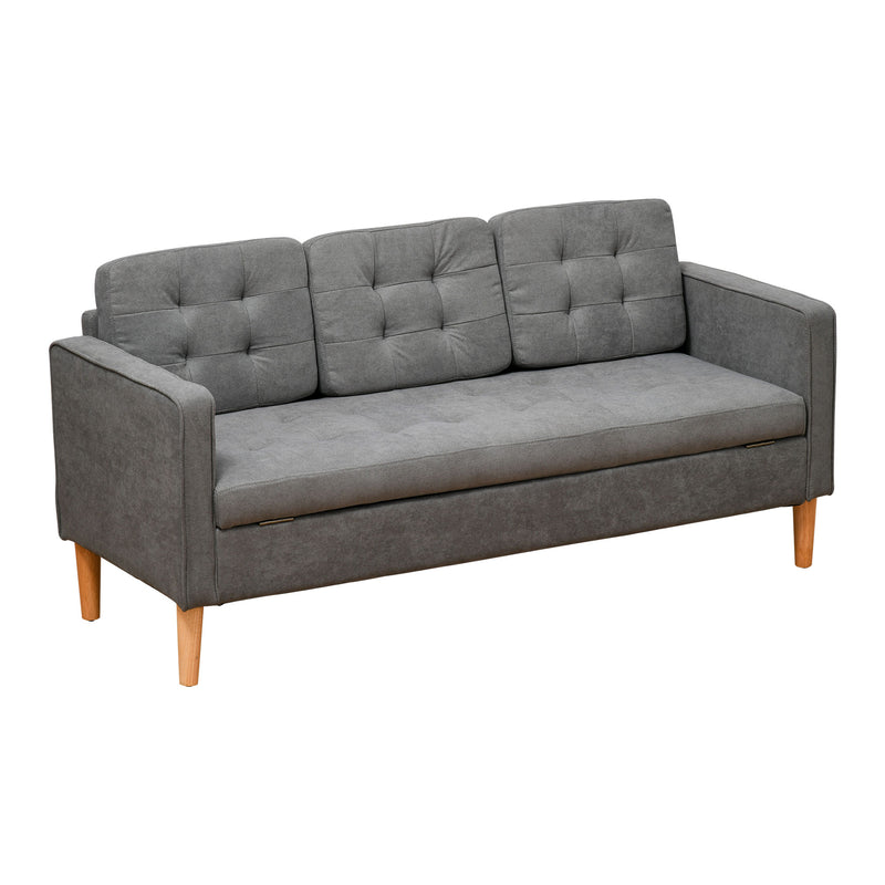 Modern 3 Seater Sofa with Hidden Storage Ideal for Small Living Rooms Grey