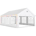 6x4m Marquee Party Tent for Outdoor Gatherings with Large Windows and Weather Protection White Outsunny