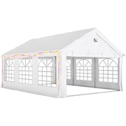 6x4m Marquee Party Tent for Outdoor Gatherings with Large Windows and Weather Protection White Outsunny