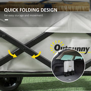 Grey Folding Camping Trolley Wagon With Canopy And Handle For Beach Or Garden Use