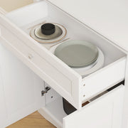 White 4 Door Freestanding Kitchen Cabinet with Drawer Glass Doors and Shelves