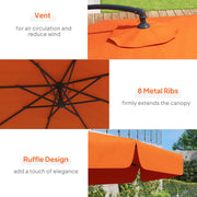 Orange 2.7m Cantilever Garden Parasol with Adjustable Crank Arm by Outsunny
