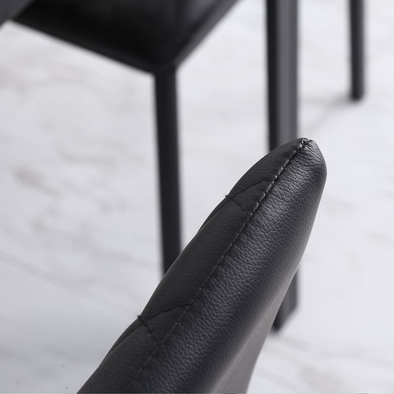 Set of 4 Upholstered Faux Leather Dining Chairs with Metal Legs for Kitchen or Lounge Black