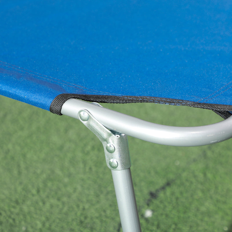Set of 2 Blue Foldable Sun Loungers with 4 Position Adjustable Backrest and Sun Shade