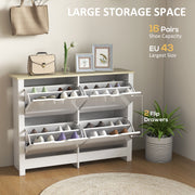 Shoe Cabinet for Hallway Storage Holds 16 Pairs Slim Design for Small Spaces White AOSOM