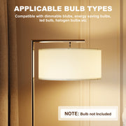 Floor Lamp with Overhead Soft Light for Living Room or Bedroom Silver and White AOSOM