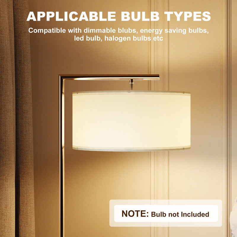 Floor Lamp with Overhead Soft Light for Living Room or Bedroom Silver and White AOSOM