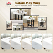 Folding Dining Table with Storage Shelf for Small Spaces on Wheels White Marble AOSOM