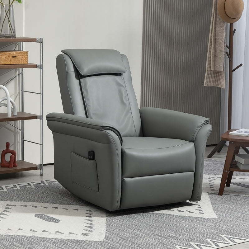 Grey 3D Kneading Massaging Recliner Chair with Headrest and USB Remote by HOMCOM