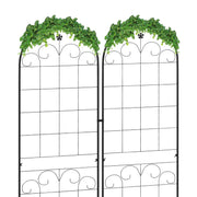 Set of 2 Metal Garden Trellis Panels with Floral Design for Climbing Plant Support
