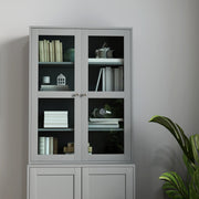 Grey Double Storage Display Cabinet with Shelves by HOMCOM