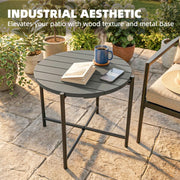 Outdoor Side Table for Garden or Patio with Weather Resistant Wood Top Dark Grey Black Outsunny