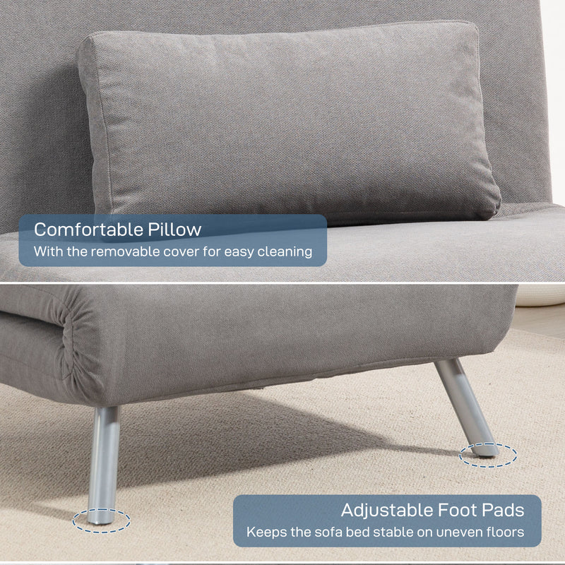 Single Sofa Bed with Velvet Feel Upholstery Ideal for Guests and Small Spaces Grey