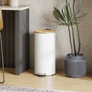 Kitchen Pedal Bin 30L with Soft Close Lid and Removable Liner for Easy Cleaning White Homcom