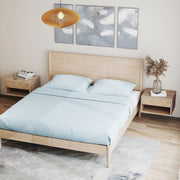 Floating Bedside Tables Set of 2 with Drawer and Shelf for Space Saving Storage Natural Wood AOSOM