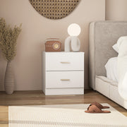 HOMCOM Set of 2 Modern Nightstands, Bedside Tables with 2 Storage Drawers, Accent End Table for Bedroom and Living Room, White AOSOM
