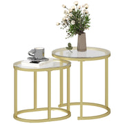 Set of 2 Nesting Coffee Tables with Tempered Glass and Steel Frame by HOMCOM
