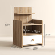 White Wood Effect Bedside Table with Multi Storage Shelves by HOMCOM
