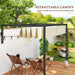 2x3m Lean To Steel Pergola with Retractable Khaki Fabric Canopy by Outsunny