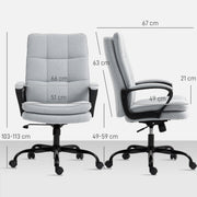 Double Padded Office Chair With Linen Look Fabric For Home Or Work Setup Light Grey