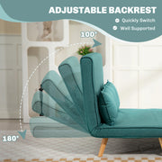 Two Seater Sofa Bed with Linen Look Upholstery Ideal for Guest Rooms or Lounges Green