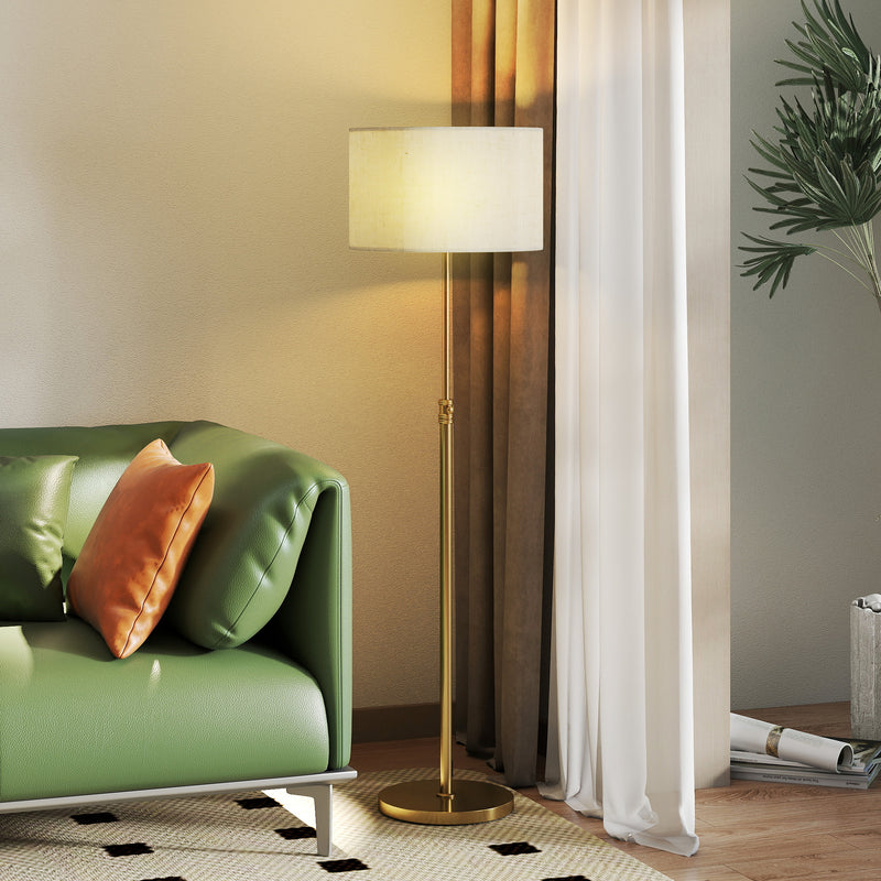 Height Adjustable Floor Lamp With Remote And Dimmable LED For Living Room Use Gold Tone AOSOM