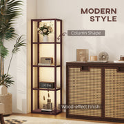 LED Floor Lamp with 4 Glass Shelves Dimmable Standing Light for Living Room Dark Brown