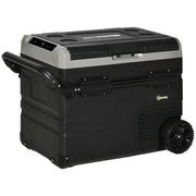 50L Portable Car Fridge Freezer with LED Light and Cup Holders for Travel Grey AOSOM
