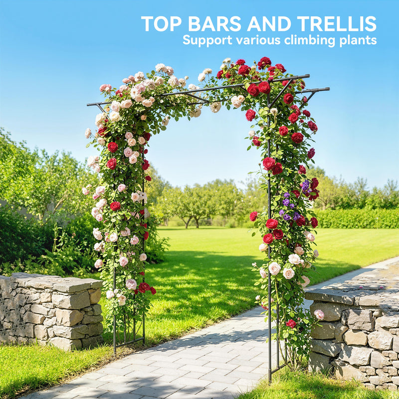 Garden Arch for Climbing Plants with Rust Resistant Steel Frame for Outdoor Decoration Black Outsunny