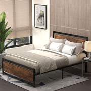 Double Metal Bed Frame with Headboard and Storage Space for Adult Bedrooms