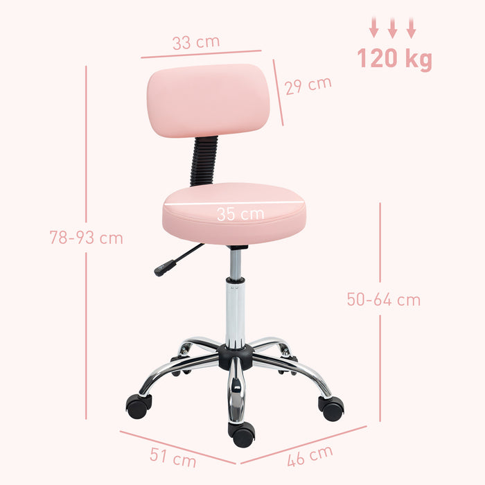 Pink 360 Degree Swivel Salon Stool with Adjustable Height by HOMCOM