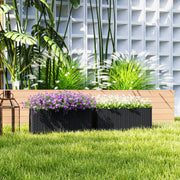Set of Two Black Rattan Effect Planters for Garden and Patio by Outsunny