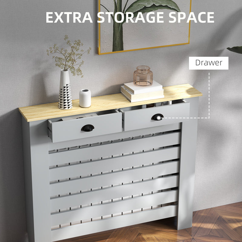 Grey Slim Radiator Cover With Drawer 95.5H x 111Wcm by HOMCOM