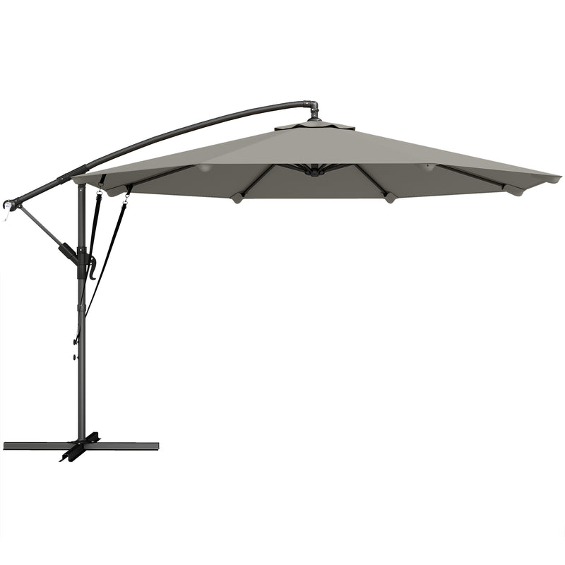 3m Cantilever Garden Parasol with Large Canopy for Shaded Outdoor Seating, Light Grey