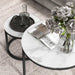 Set of 2 Round Nesting Coffee Tables with Marble Effect Glass and Steel Frame White by HOMCOM