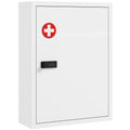 Locking Medicine Cabinet with Combination Code for Safe Organised Storage White Red