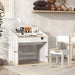 Kids Study Table and Chair Set with Storage and Pull-Out Drawer Grey by AIYAPLAY