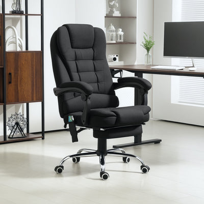 Black Heated Massage Executive Office Chair with Footrest and High Back by Vinsetto