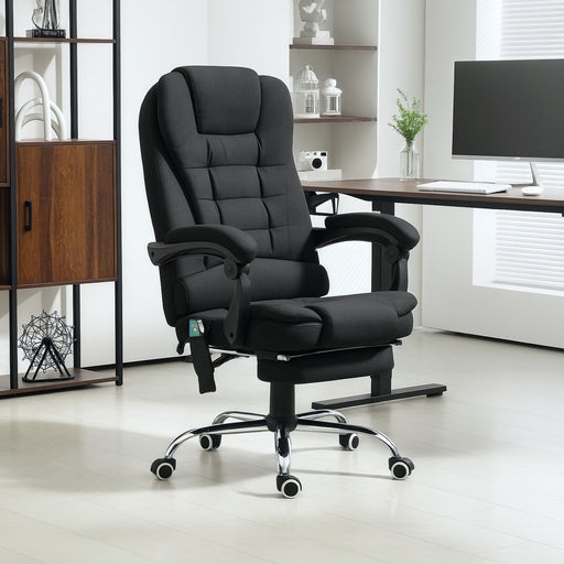 Black Heated Massage Executive Office Chair with Footrest and High Back by Vinsetto