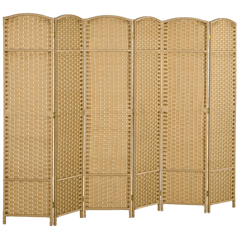 6 Panel Folding Room Divider Freestanding Privacy Screen for Living Room Bedroom Office Natural by HOMCOM