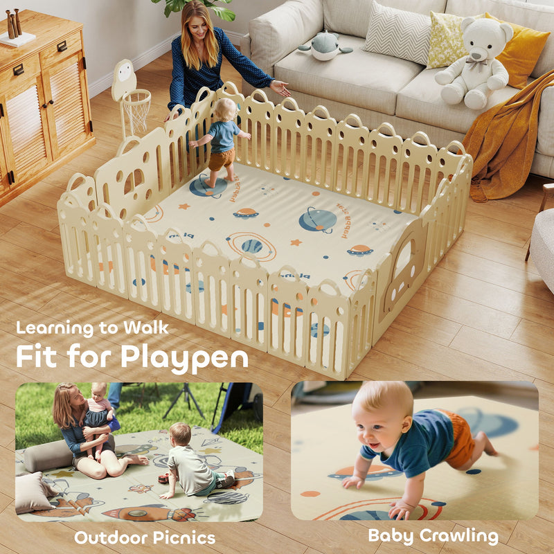 Foldable Baby Play Mat Reversible and Waterproof for Crawling and Tummy Time Blue AOSOM
