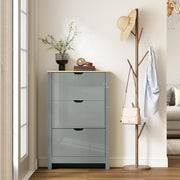 Shoe Cabinet for Hallway Storage with Three Drawers and Slim Space Saving Design Light Grey AOSOM